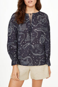 Blouse Ava à motif - Marine