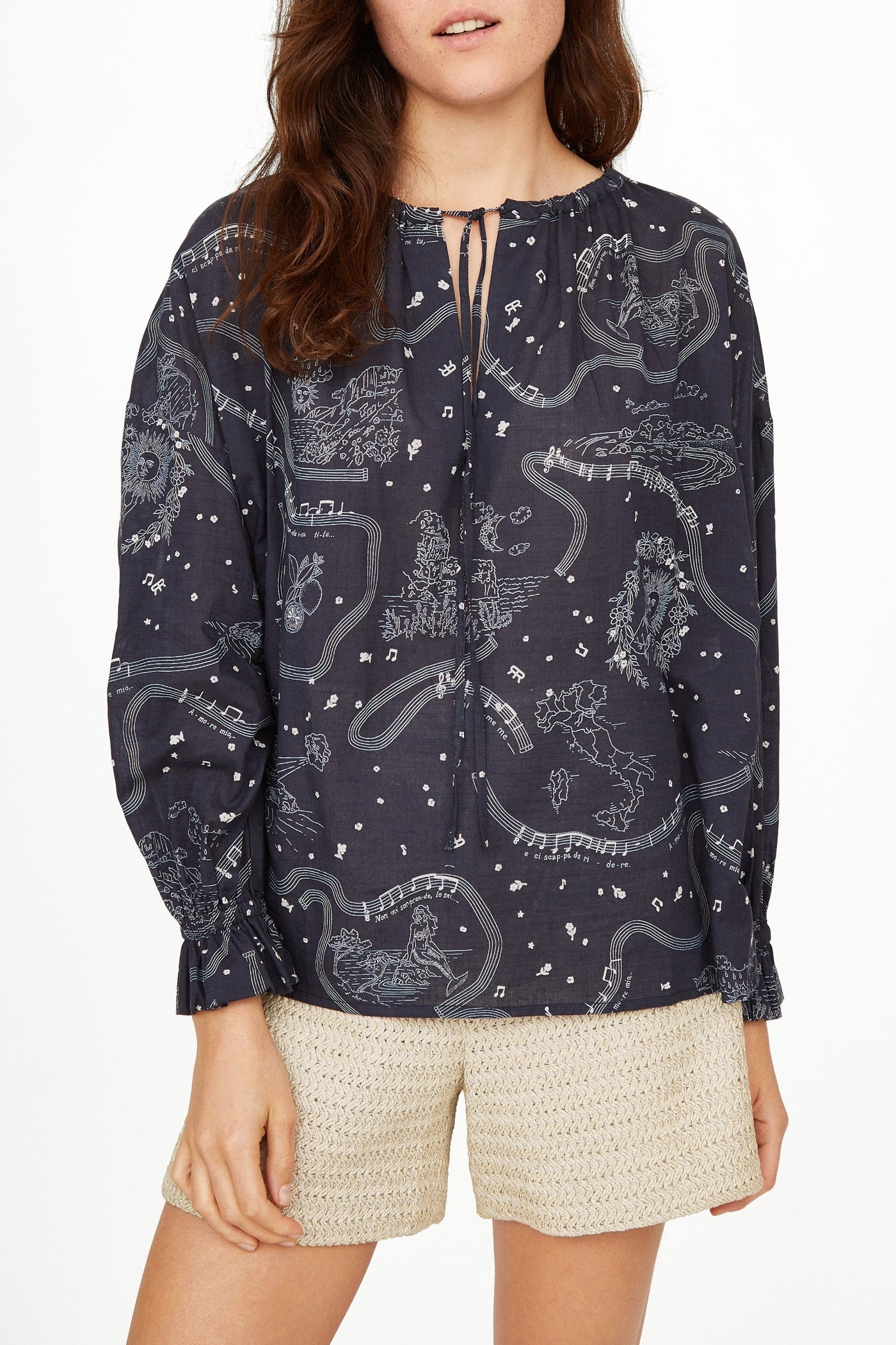Blouse Ava à motif - Marine