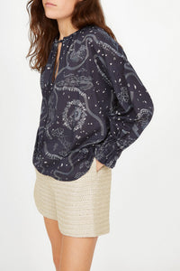 Blouse Ava à motif - Marine