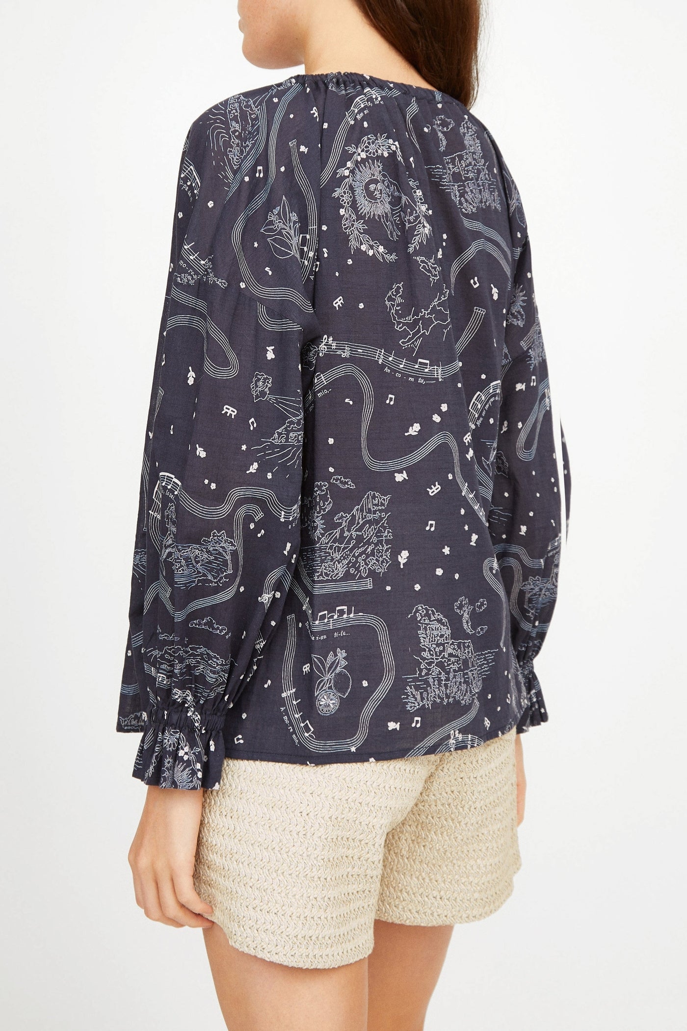 Blouse Ava à motif - Marine