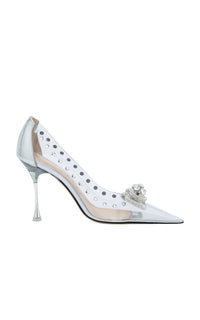 Double Bow 100 rhinestone pumps - Clear