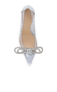 Double Bow 100 rhinestone pumps - Clear