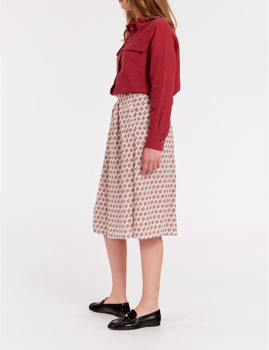 5qty RELIQUAT 90€ 20%  / Jupe ample Alix en lin - Indian Red