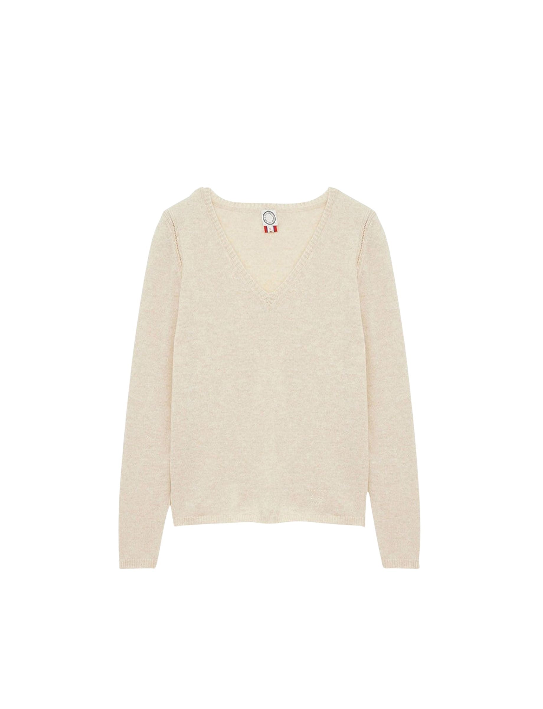 10qty RELIQUAT 90€ 38,9%  / Pull col V Morgane en laine et cachemire - Beige