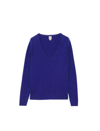 14qty RELIQUAT 90€ 35,3%  / Pull col V Morgane en laine et cachemire - Blue