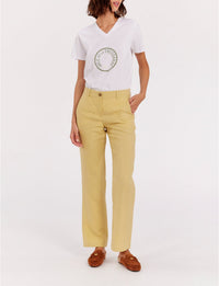 6qty RELIQUAT 75€ 0%  / Pantalon droit Francisco en lin - Straw
