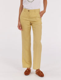 6qty RELIQUAT 75€ 0%  / Pantalon droit Francisco en lin - Straw