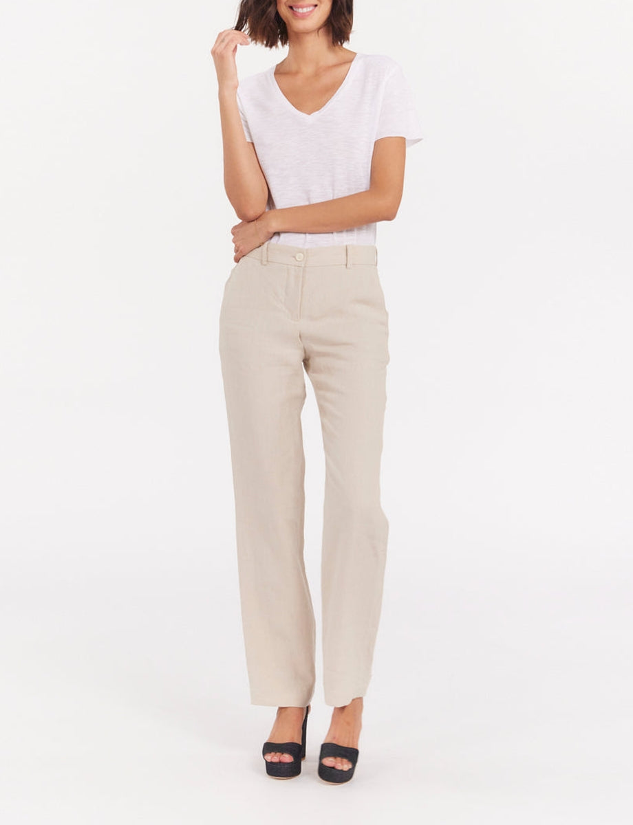 1qty RELIQUAT 75€ 100%  / Pantalon droit Francisco en lin - Sand