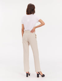 1qty RELIQUAT 75€ 100%  / Pantalon droit Francisco en lin - Sand