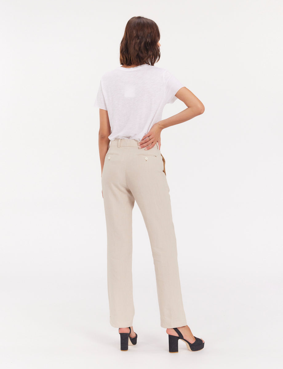 1qty RELIQUAT 75€ 100%  / Pantalon droit Francisco en lin - Sand