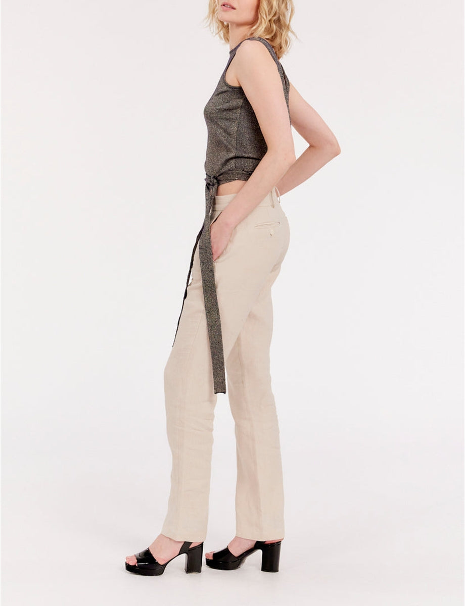 1qty RELIQUAT 75€ 100%  / Pantalon droit Francisco en lin - Sand
