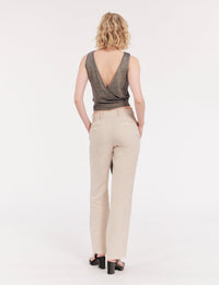 1qty RELIQUAT 75€ 100%  / Pantalon droit Francisco en lin - Sand