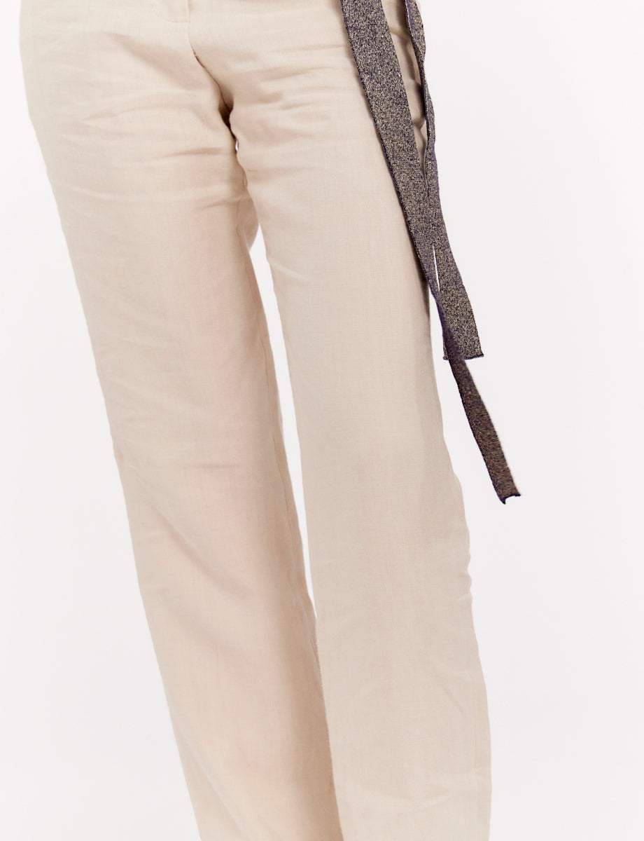 1qty RELIQUAT 75€ 100%  / Pantalon droit Francisco en lin - Sand
