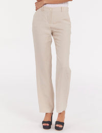 1qty RELIQUAT 75€ 100%  / Pantalon droit Francisco en lin - Sand