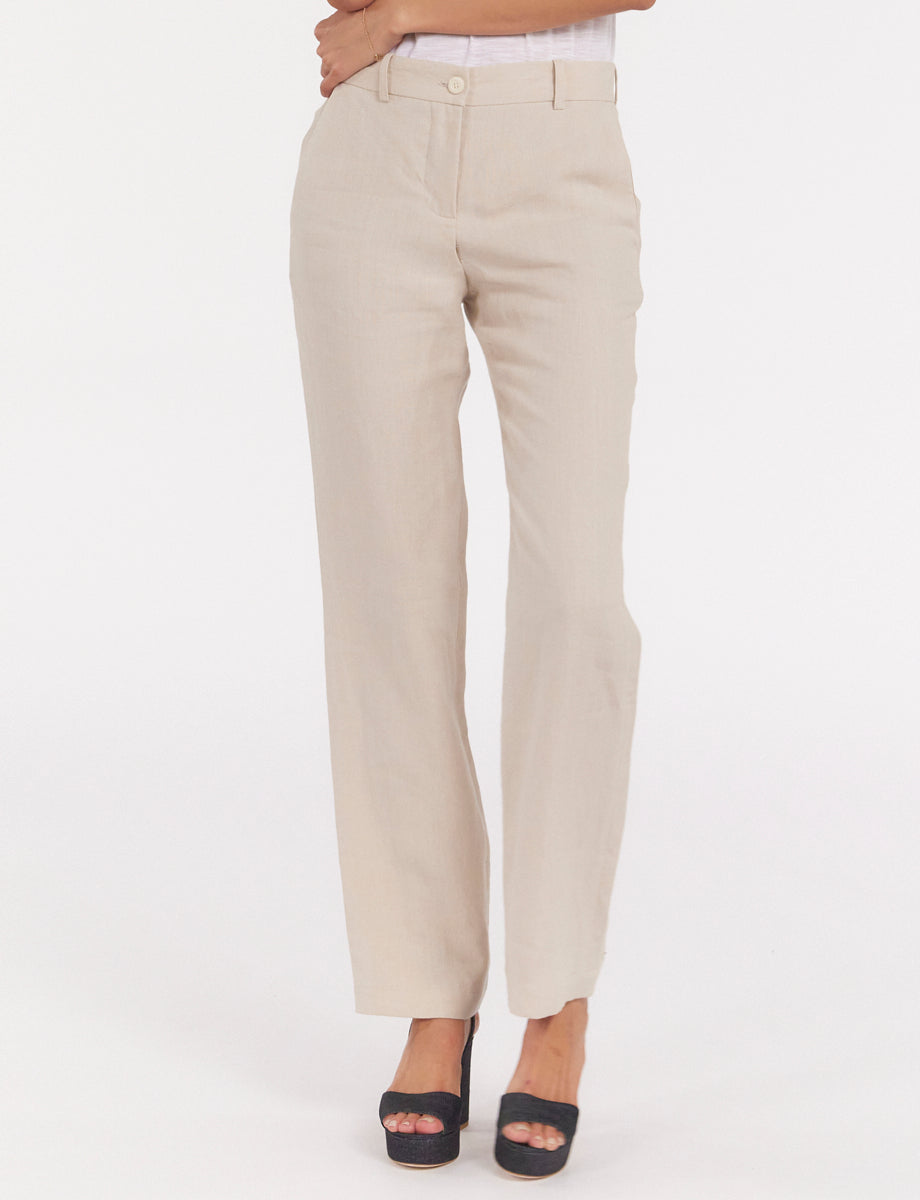 1qty RELIQUAT 75€ 100%  / Pantalon droit Francisco en lin - Sand