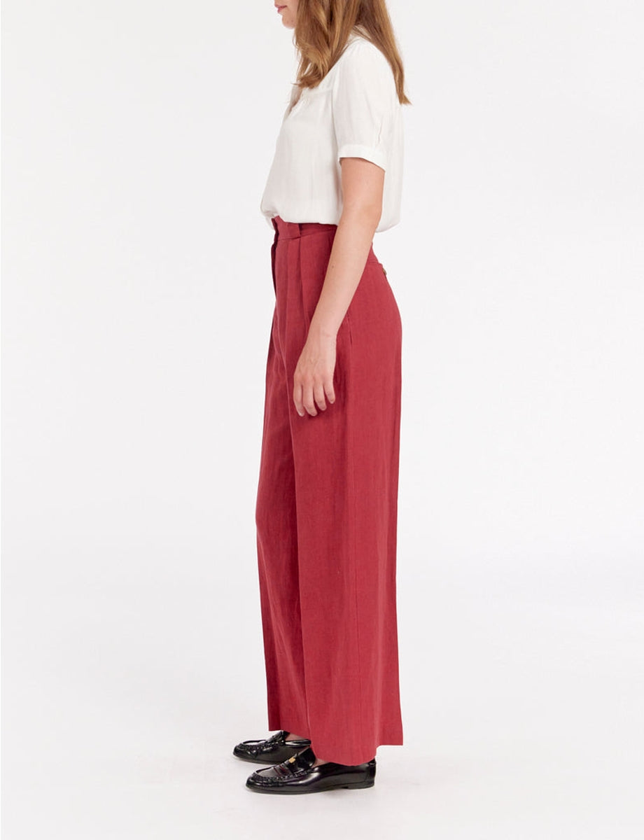 1qty RELIQUAT 75€ 50%  / Pantalon ample Marlène en lin - Raspberry