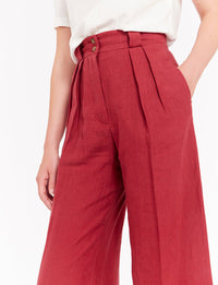 1qty RELIQUAT 75€ 50%  / Pantalon ample Marlène en lin - Raspberry
