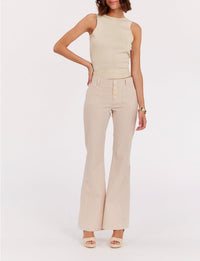 2qty RELIQUAT 75€ 0%  / Pantalon flare Charlotte - Ecru Peach