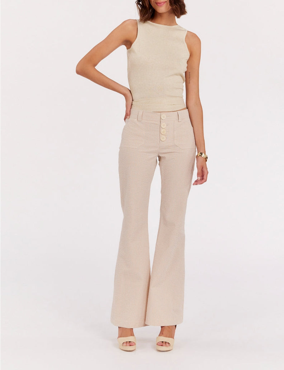 2qty RELIQUAT 75€ 0%  / Pantalon flare Charlotte - Ecru Peach