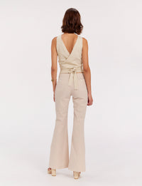 2qty RELIQUAT 75€ 0%  / Pantalon flare Charlotte - Ecru Peach