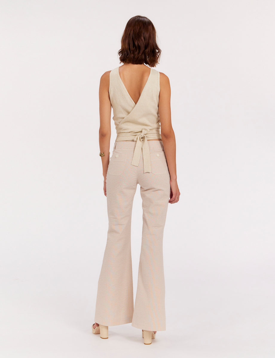 2qty RELIQUAT 75€ 0%  / Pantalon flare Charlotte - Ecru Peach