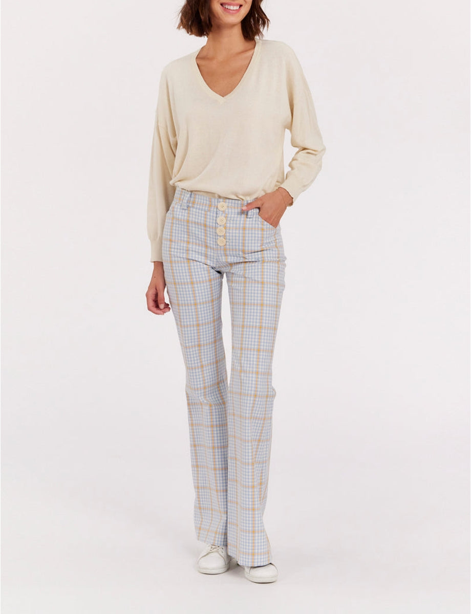 3qty RELIQUAT 75€ 0%  / Pantalon flare Charlotte - Blue Orange