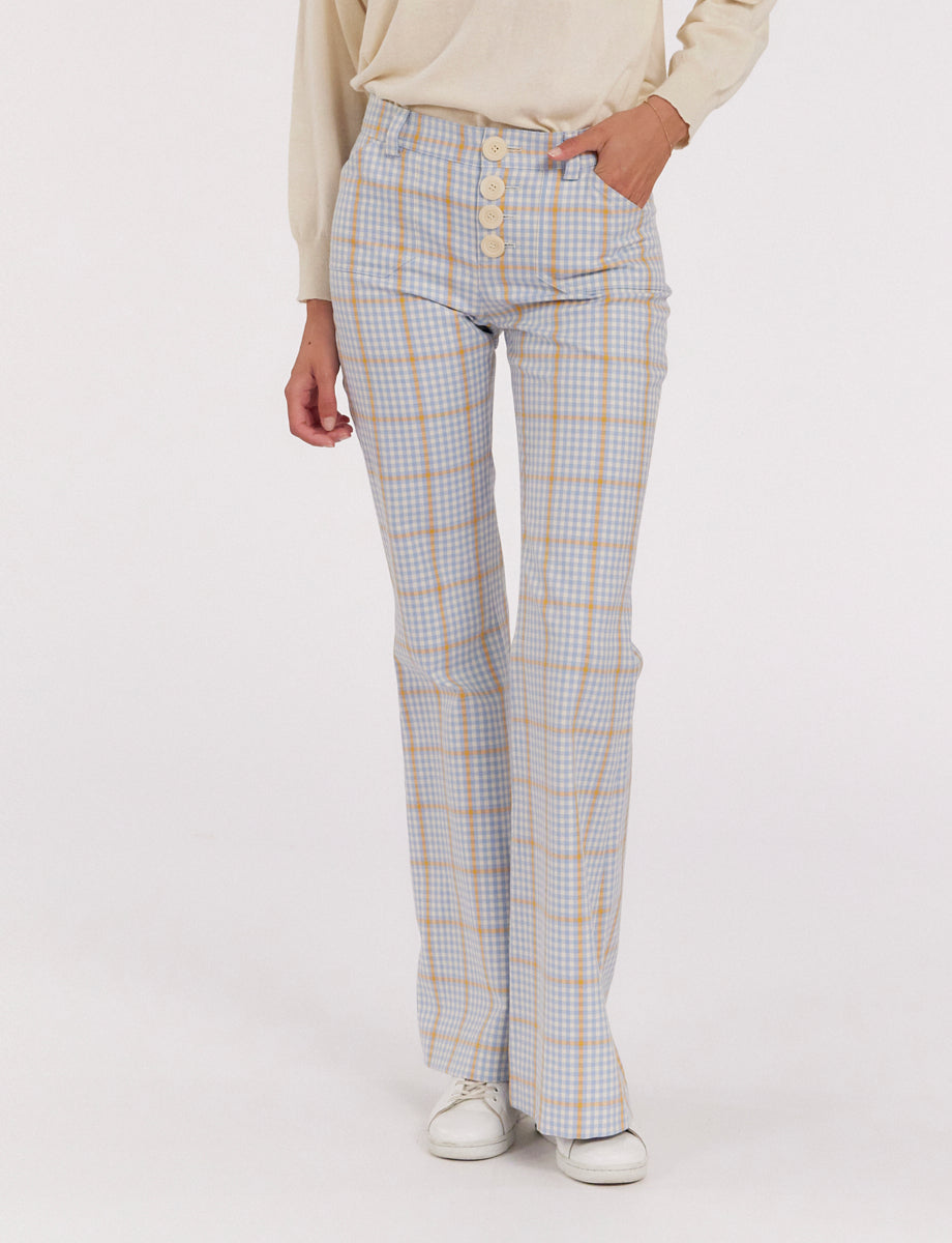 3qty RELIQUAT 75€ 0%  / Pantalon flare Charlotte - Blue Orange