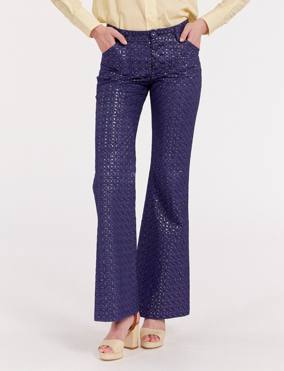 4qty RELIQUAT 90€ 12,5%  / Pantalon flare Charlotte - Blue Navy