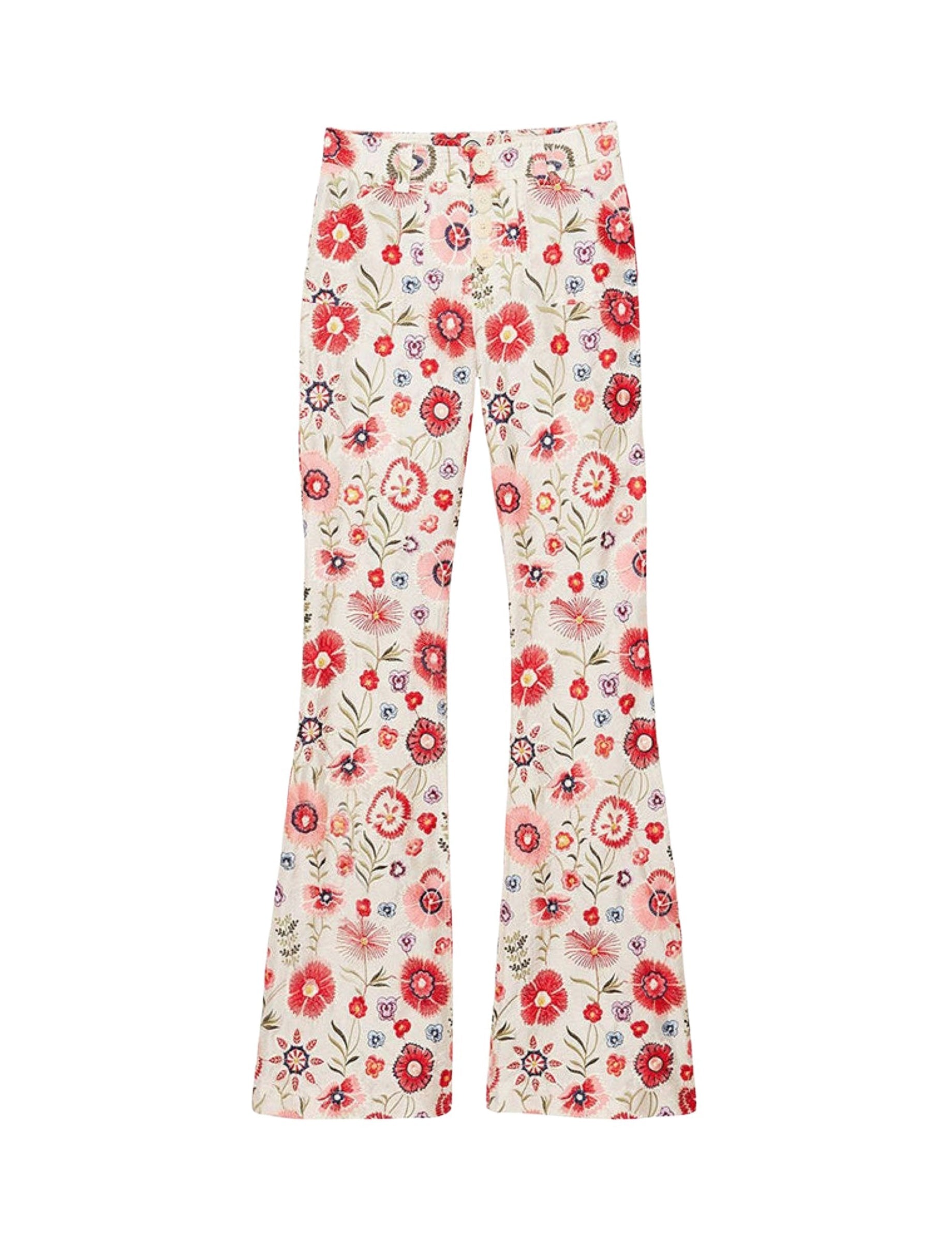 1qty RELIQUAT 90€ 100%  / Pantalon flare Charlotte - Ecru Multicolor
