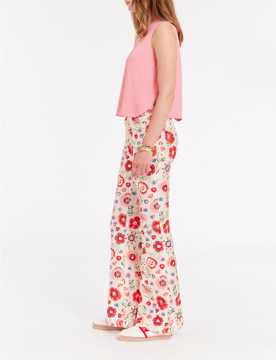 1qty RELIQUAT 90€ 100%  / Pantalon flare Charlotte - Ecru Multicolor