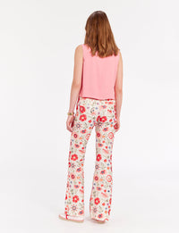 1qty RELIQUAT 90€ 100%  / Pantalon flare Charlotte - Ecru Multicolor