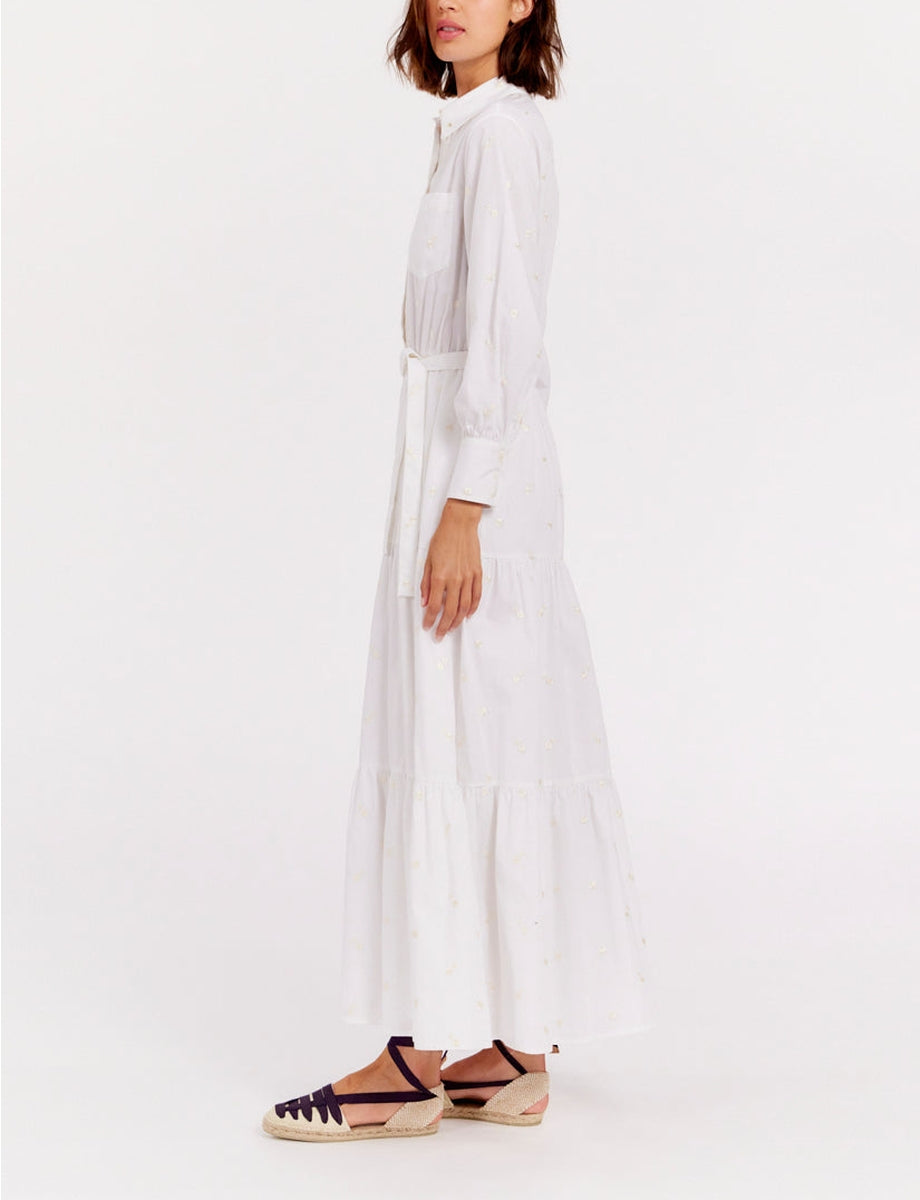26qty RELIQUAT 150€ 3,7%  / Robe longue Lena évasée - White