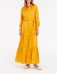 6qty RELIQUAT 120€ 12,5%  / Robe longue Lena évasée - Ocre