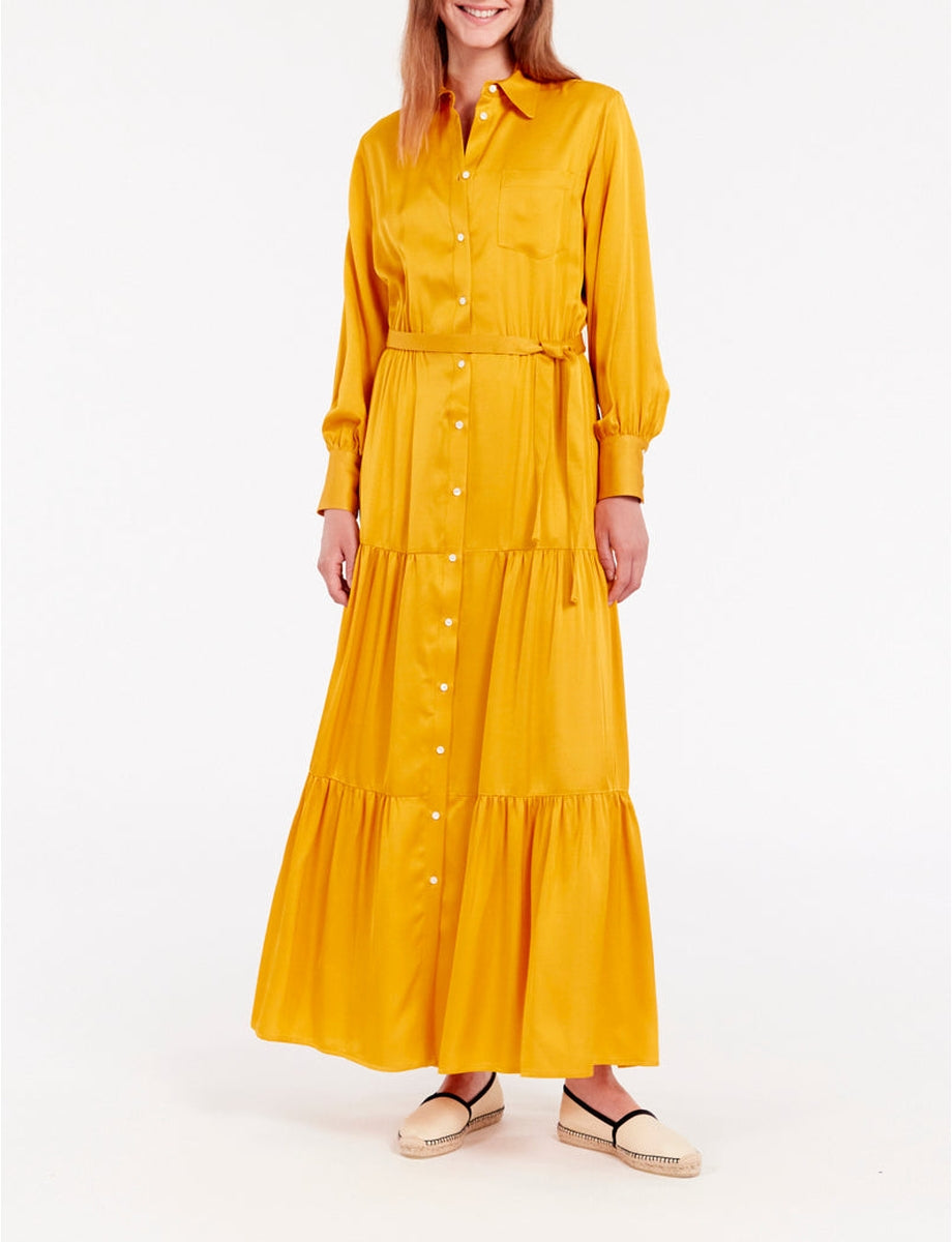 6qty RELIQUAT 120€ 12,5%  / Robe longue Lena évasée - Ocre
