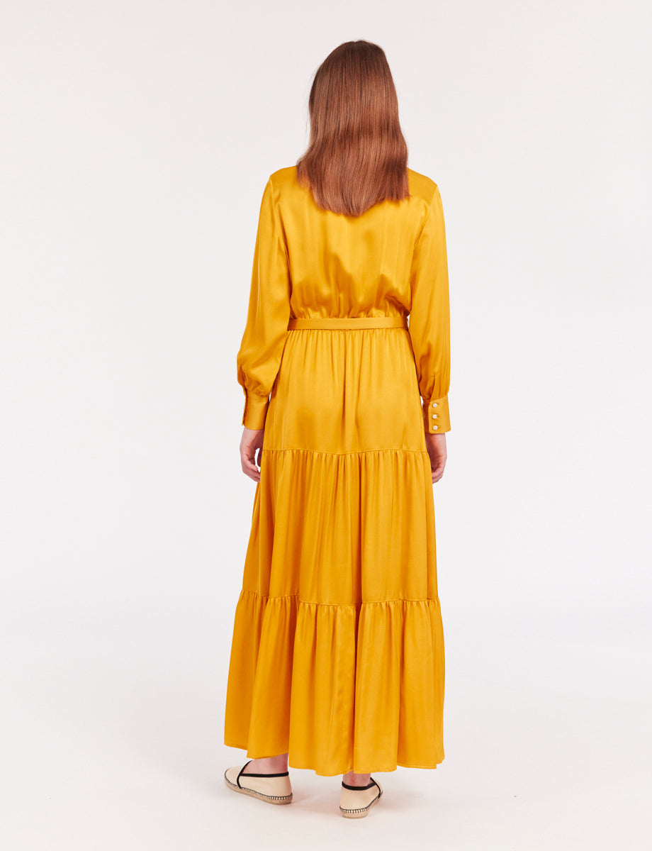 6qty RELIQUAT 120€ 12,5%  / Robe longue Lena évasée - Ocre