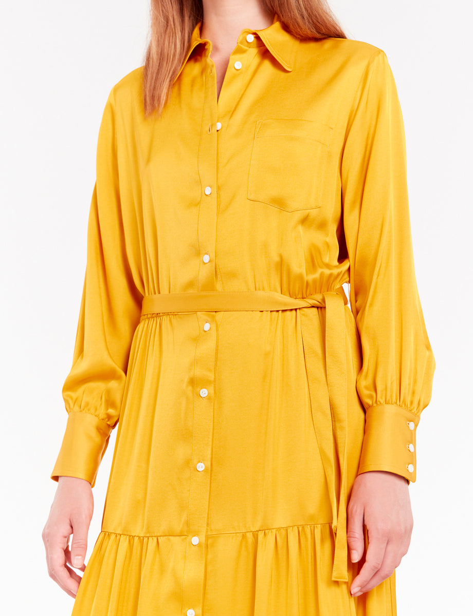 6qty RELIQUAT 120€ 12,5%  / Robe longue Lena évasée - Ocre