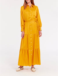 6qty RELIQUAT 120€ 12,5%  / Robe longue Lena évasée - Ocre