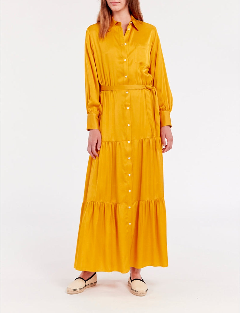 6qty RELIQUAT 120€ 12,5%  / Robe longue Lena évasée - Ocre
