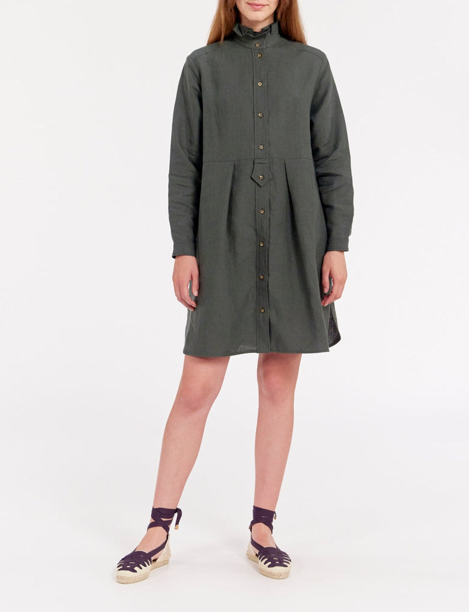 6qty RELIQUAT 90€ 0%  / Robe fluide Monica en lin - Green Dark