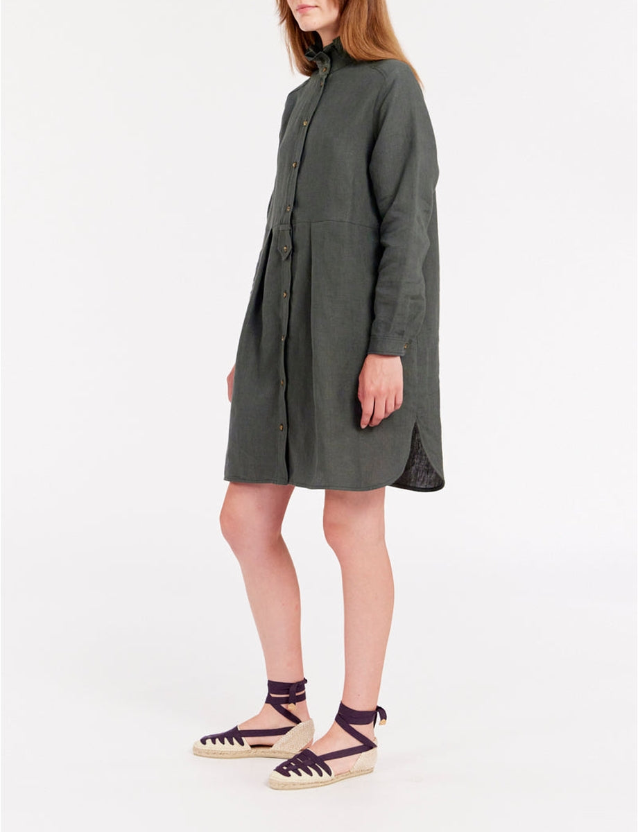 6qty RELIQUAT 90€ 0%  / Robe fluide Monica en lin - Green Dark