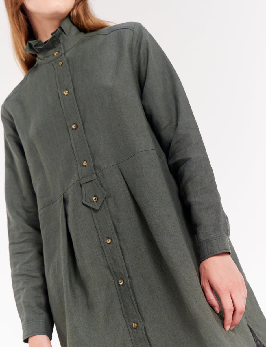 6qty RELIQUAT 90€ 0%  / Robe fluide Monica en lin - Green Dark