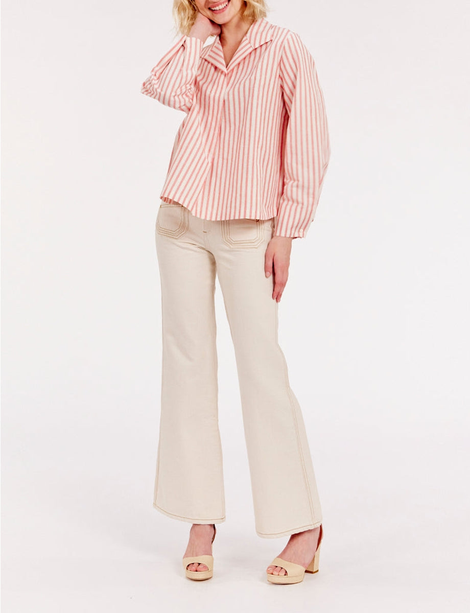 32qty RELIQUAT 80€ 7,7%  / Chemise oversize Noa en lin - Ecru Red
