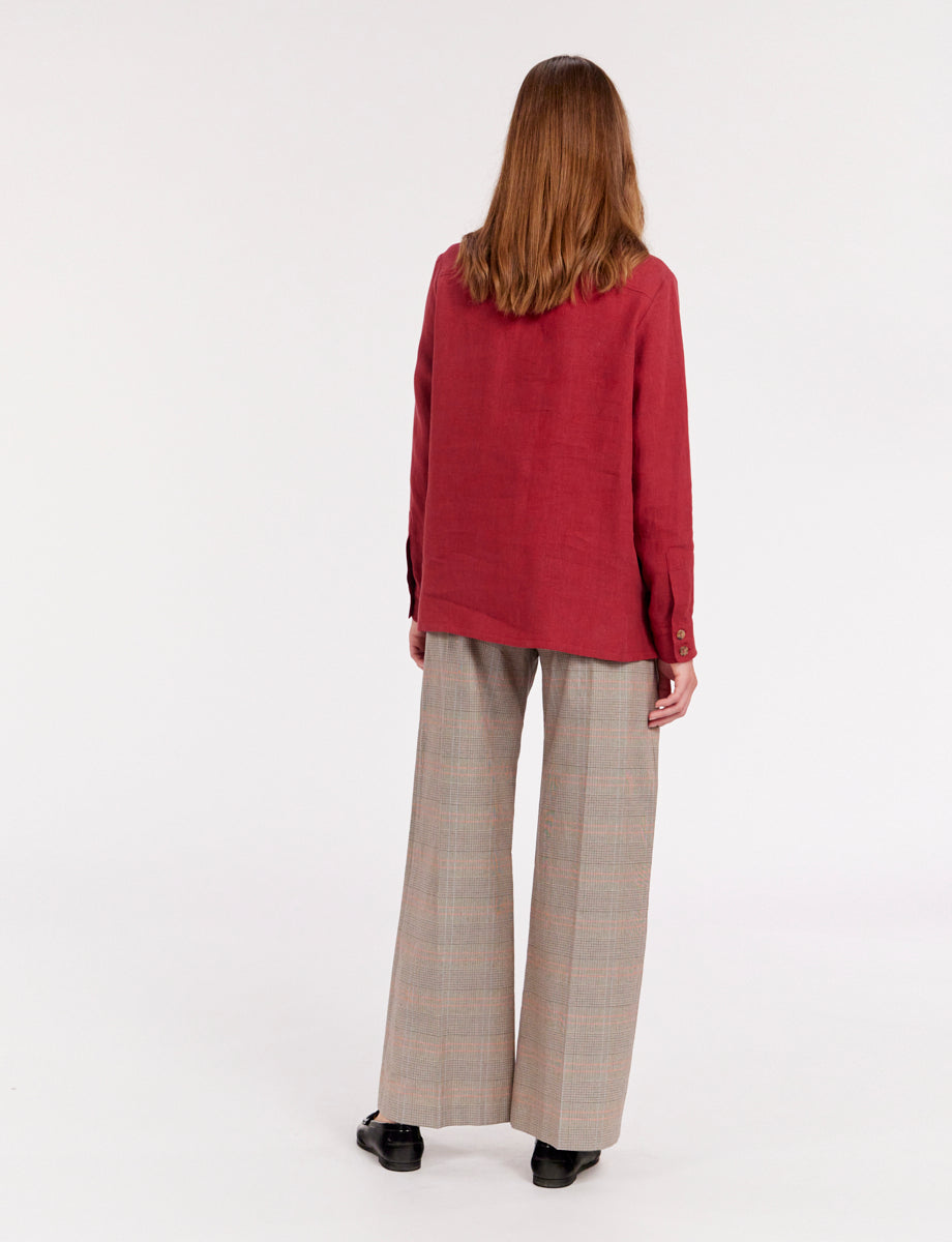25qty RELIQUAT 95€ 0%  / Surchemise Chandler à poches en lin - Raspberry
