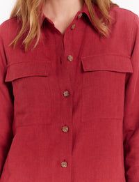 25qty RELIQUAT 95€ 0%  / Surchemise Chandler à poches en lin - Raspberry