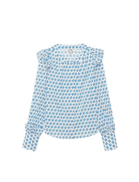 12qty RELIQUAT 95€ 7,1%  / Chemise à volants Laure - Indian Blue
