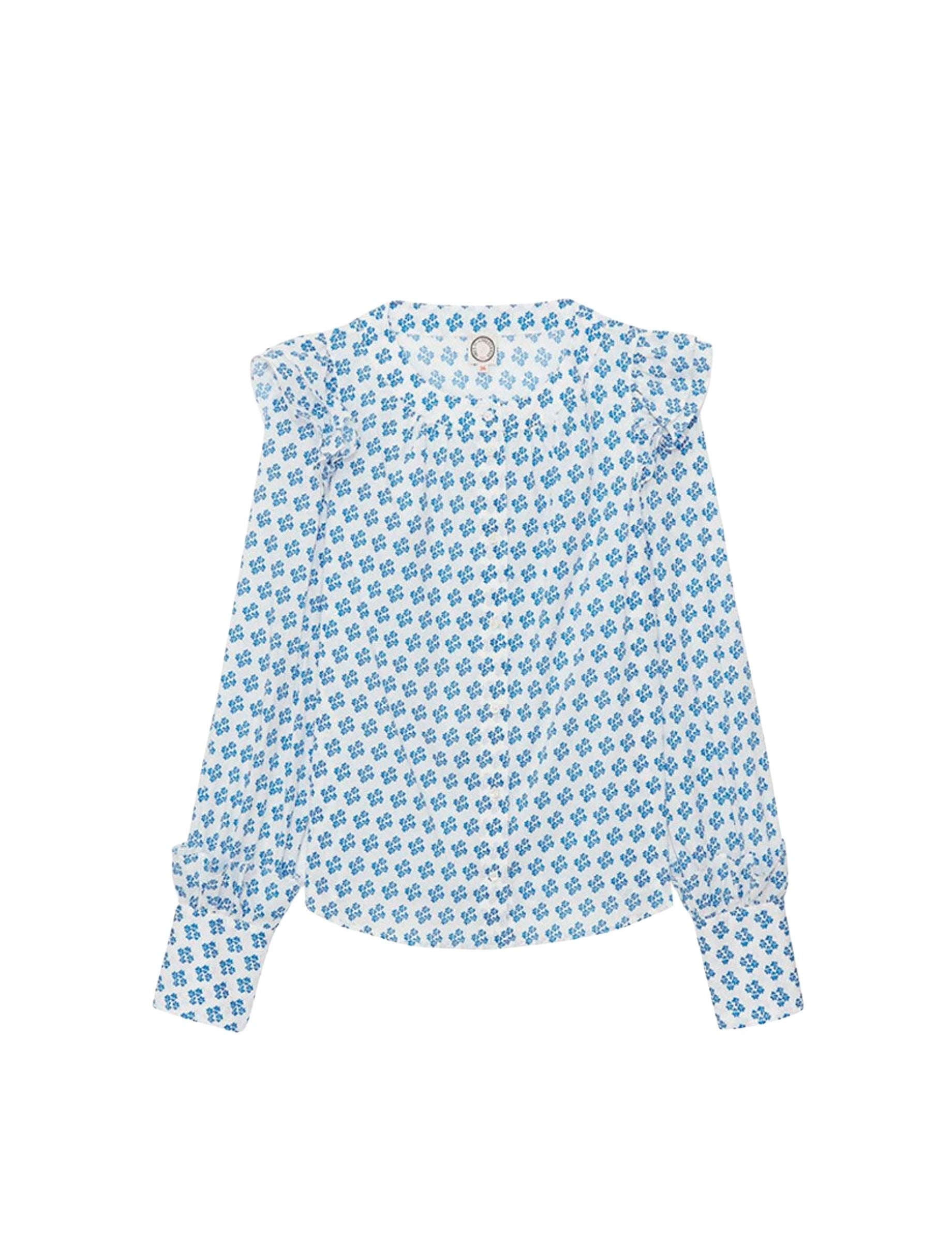 12qty RELIQUAT 95€ 7,1%  / Chemise à volants Laure - Indian Blue