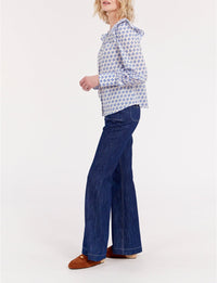 12qty RELIQUAT 95€ 7,1%  / Chemise à volants Laure - Indian Blue
