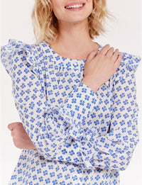 12qty RELIQUAT 95€ 7,1%  / Chemise à volants Laure - Indian Blue