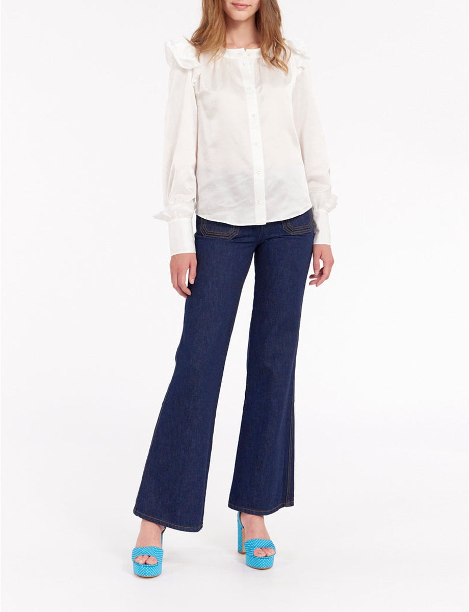 3qty RELIQUAT 95€ 0%  / Chemise à volants Laure en soie - White
