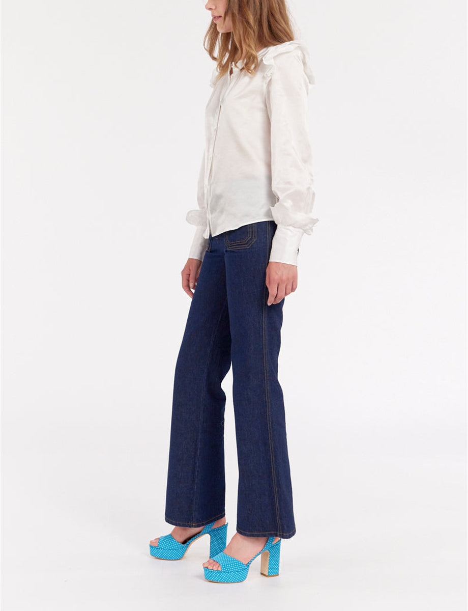 3qty RELIQUAT 95€ 0%  / Chemise à volants Laure en soie - White